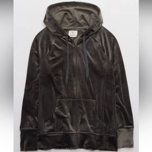 OFFLINE By Aerie After Party Velour Oversized Full Zip Hoodie in Grey, XS (NWOT)